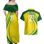 Australia Cricket World Cup 2024 Couples Matching Off Shoulder Maxi Dress and Hawaiian Shirt Aussie Make Champions