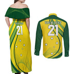 Australia Cricket World Cup 2024 Couples Matching Off Shoulder Maxi Dress and Long Sleeve Button Shirt Aussie Make Champions