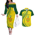 Australia Cricket World Cup 2024 Couples Matching Off The Shoulder Long Sleeve Dress and Hawaiian Shirt Aussie Make Champions