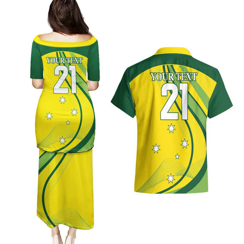 Australia Cricket World Cup 2024 Couples Matching Puletasi and Hawaiian Shirt Aussie Make Champions