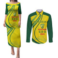 Australia Cricket World Cup 2024 Couples Matching Puletasi and Long Sleeve Button Shirt Aussie Make Champions