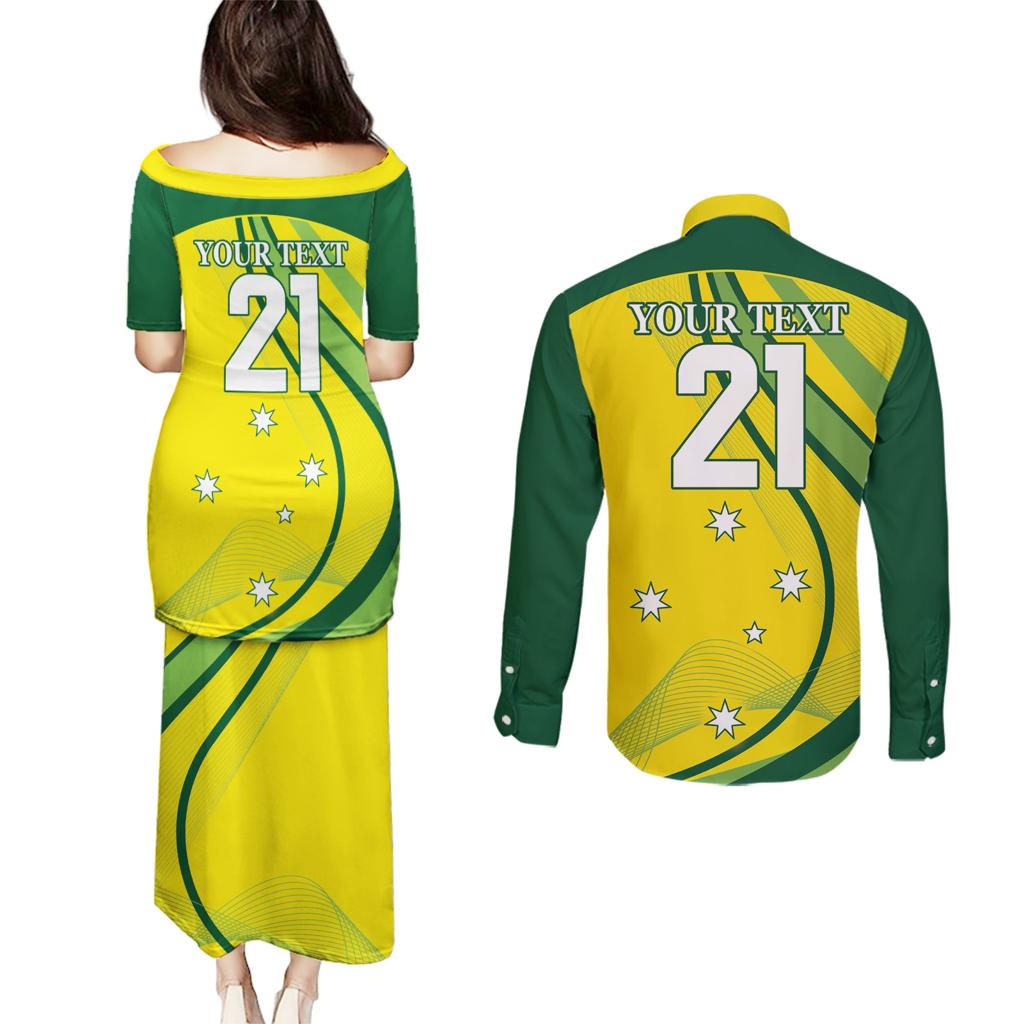 Australia Cricket World Cup 2024 Couples Matching Puletasi and Long Sleeve Button Shirt Aussie Make Champions