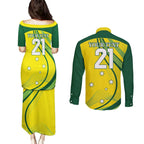 Australia Cricket World Cup 2024 Couples Matching Puletasi and Long Sleeve Button Shirt Aussie Make Champions