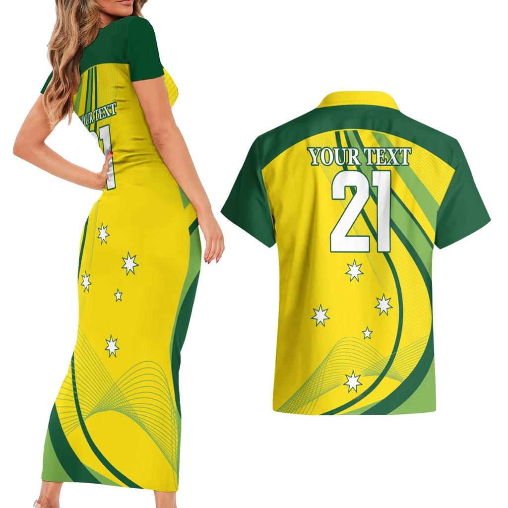 Australia Cricket World Cup 2024 Couples Matching Short Sleeve Bodycon Dress and Hawaiian Shirt Aussie Make Champions