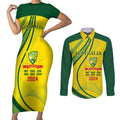 Australia Cricket World Cup 2024 Couples Matching Short Sleeve Bodycon Dress and Long Sleeve Button Shirt Aussie Make Champions