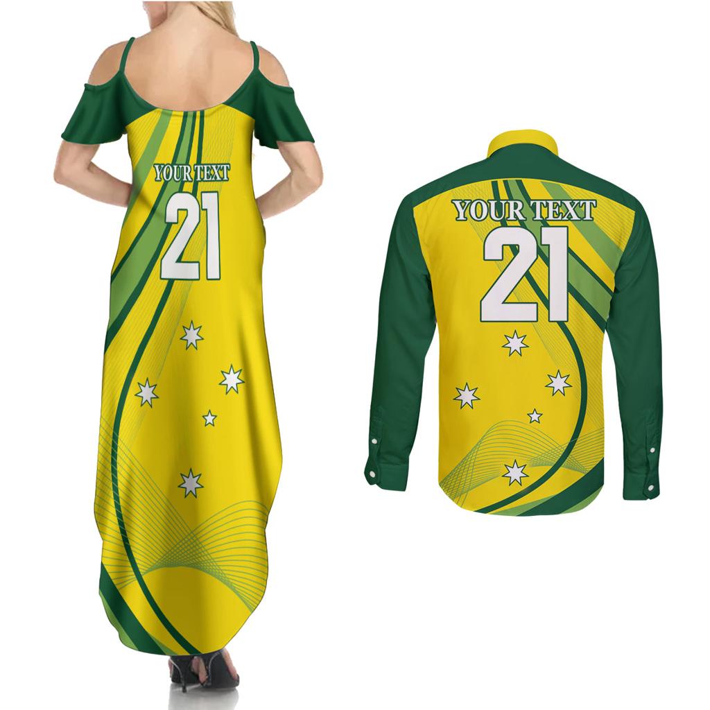 Australia Cricket World Cup 2024 Couples Matching Summer Maxi Dress and Long Sleeve Button Shirt Aussie Make Champions