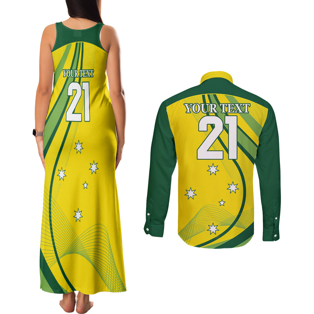 Australia Cricket World Cup 2024 Couples Matching Tank Maxi Dress and Long Sleeve Button Shirt Aussie Make Champions