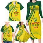 Australia Cricket World Cup 2024 Family Matching Long Sleeve Bodycon Dress and Hawaiian Shirt Aussie Make Champions