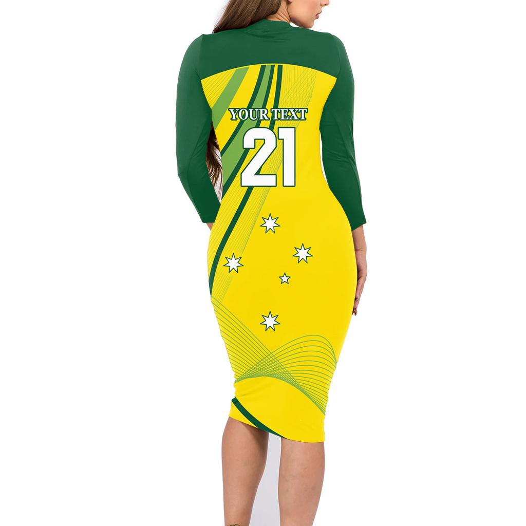 Australia Cricket World Cup 2024 Family Matching Long Sleeve Bodycon Dress and Hawaiian Shirt Aussie Make Champions