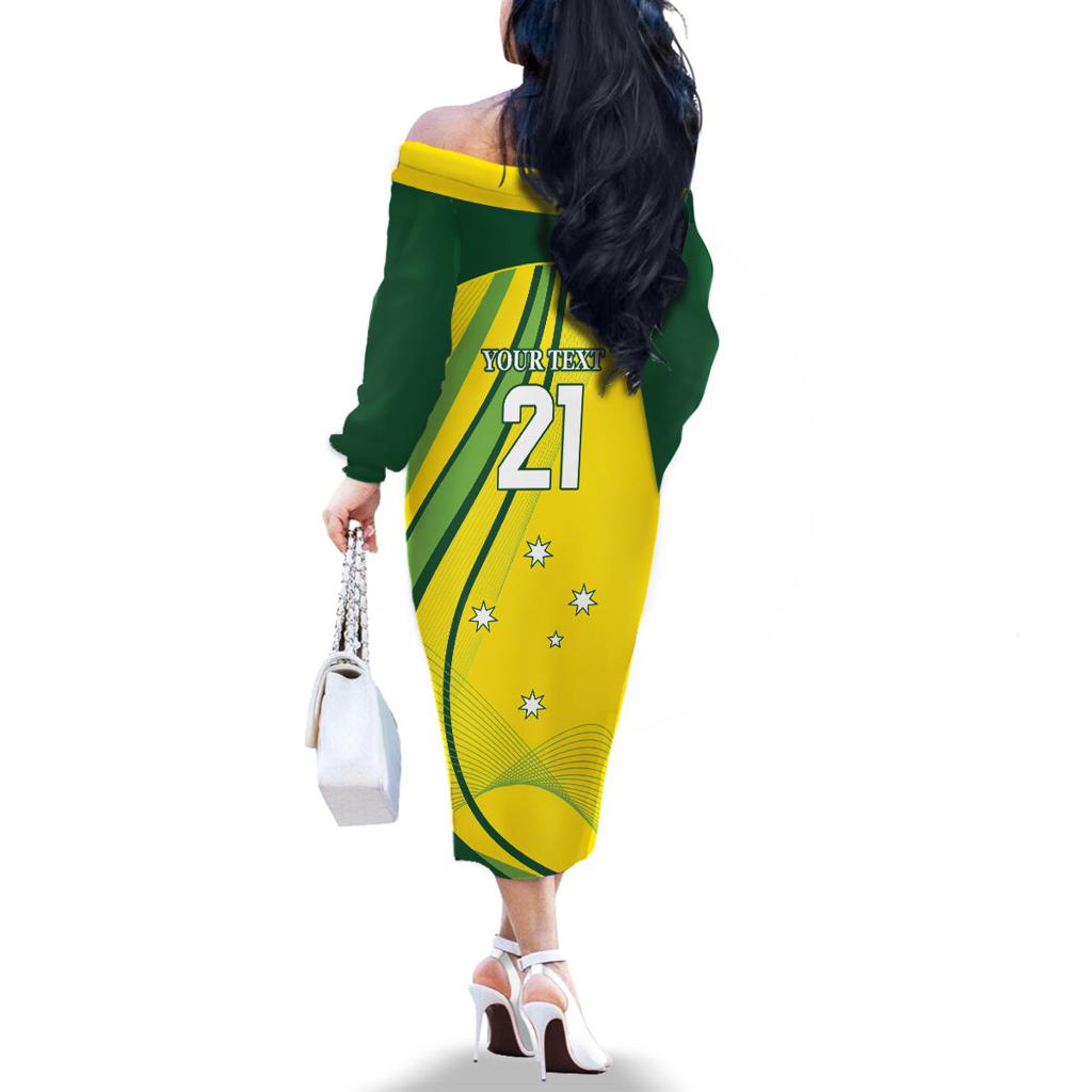 Australia Cricket World Cup 2024 Family Matching Off The Shoulder Long Sleeve Dress and Hawaiian Shirt Aussie Make Champions