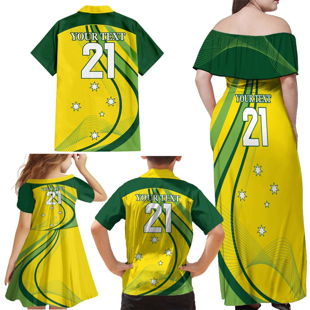 Australia Cricket World Cup 2024 Family Matching Off Shoulder Maxi Dress and Hawaiian Shirt Aussie Make Champions