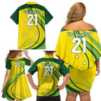 Australia Cricket World Cup 2024 Family Matching Off Shoulder Short Dress and Hawaiian Shirt Aussie Make Champions