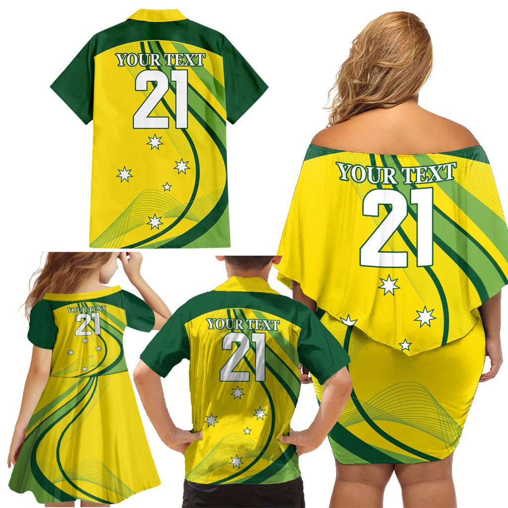 Australia Cricket World Cup 2024 Family Matching Off Shoulder Short Dress and Hawaiian Shirt Aussie Make Champions