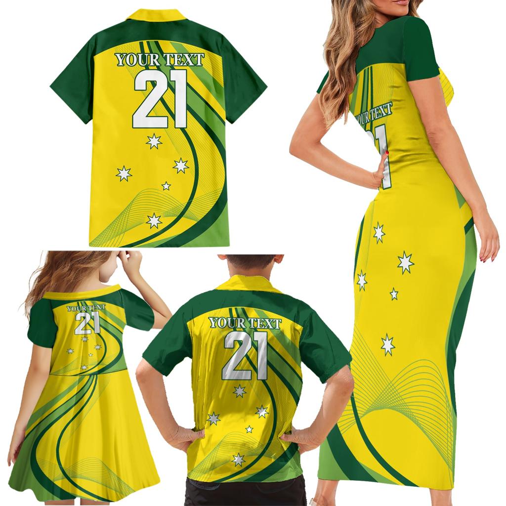 Australia Cricket World Cup 2024 Family Matching Short Sleeve Bodycon Dress and Hawaiian Shirt Aussie Make Champions