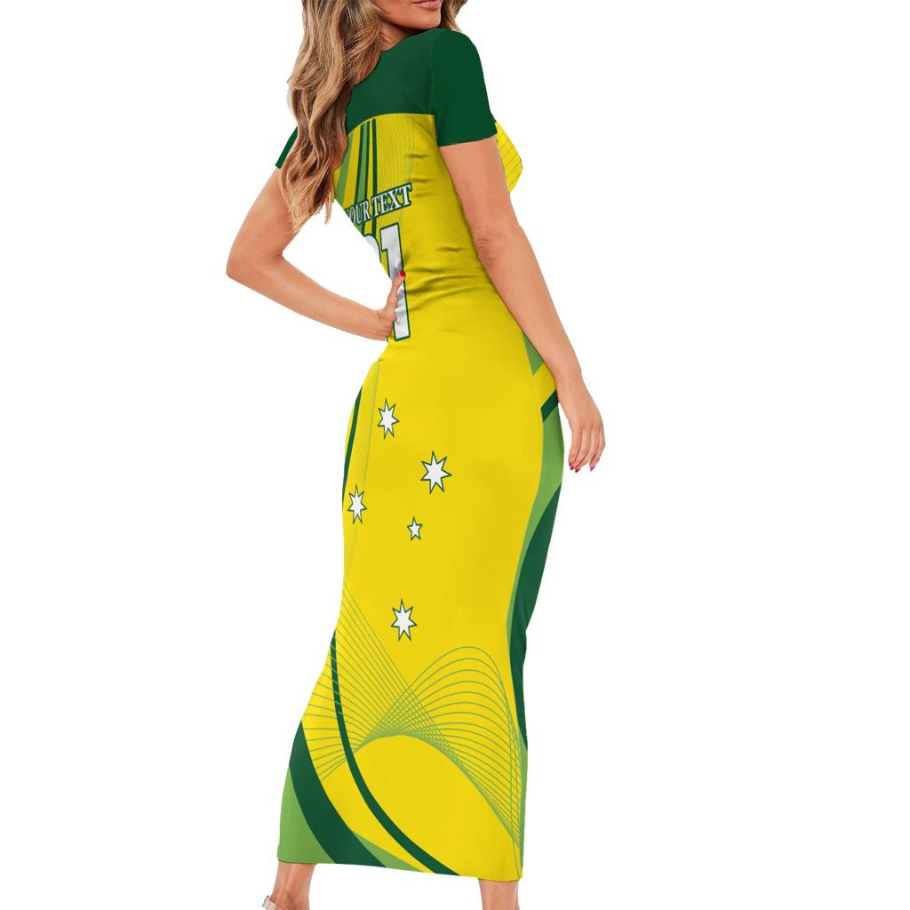 Australia Cricket World Cup 2024 Family Matching Short Sleeve Bodycon Dress and Hawaiian Shirt Aussie Make Champions
