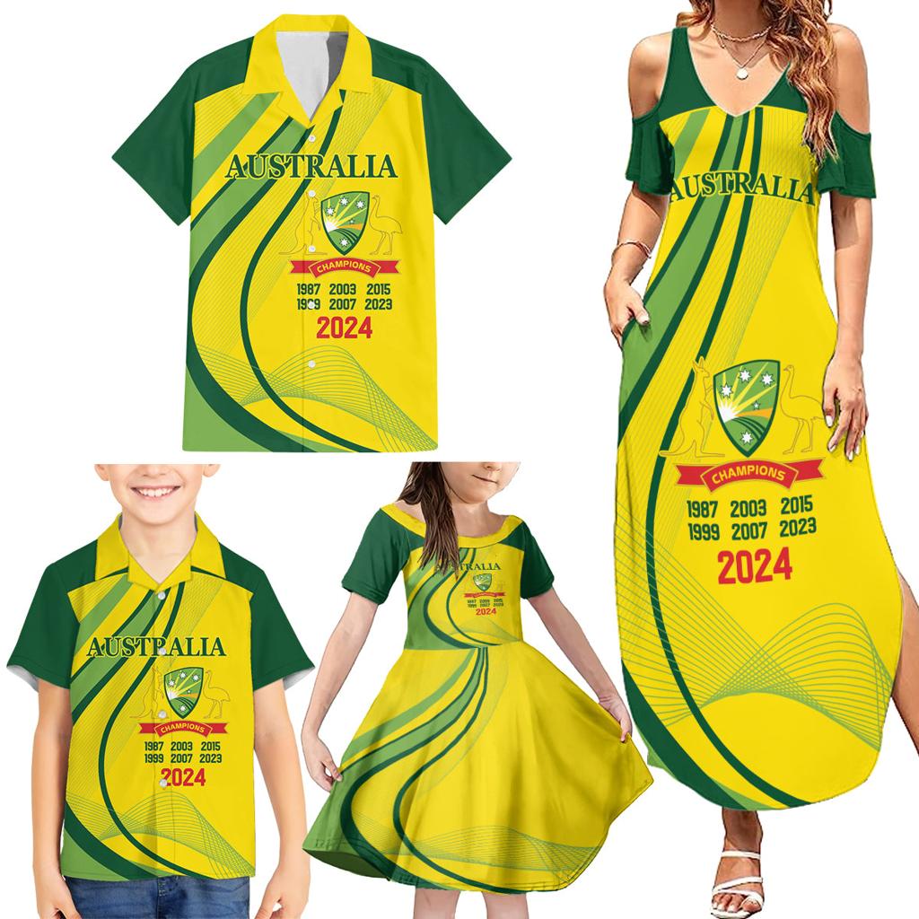 Australia Cricket World Cup 2024 Family Matching Summer Maxi Dress and Hawaiian Shirt Aussie Make Champions