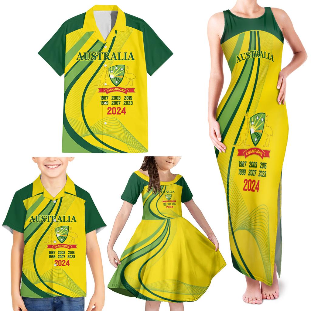 Australia Cricket World Cup 2024 Family Matching Tank Maxi Dress and Hawaiian Shirt Aussie Make Champions