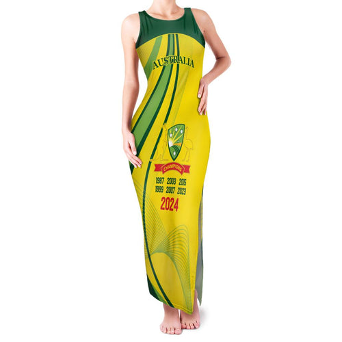 Australia Cricket World Cup 2024 Family Matching Tank Maxi Dress and Hawaiian Shirt Aussie Make Champions