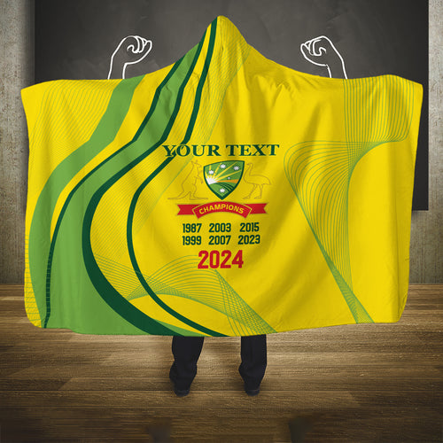 Australia Cricket World Cup 2024 Hooded Blanket Aussie Make Champions