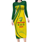 Australia Cricket World Cup 2024 Long Sleeve Bodycon Dress Aussie Make Champions