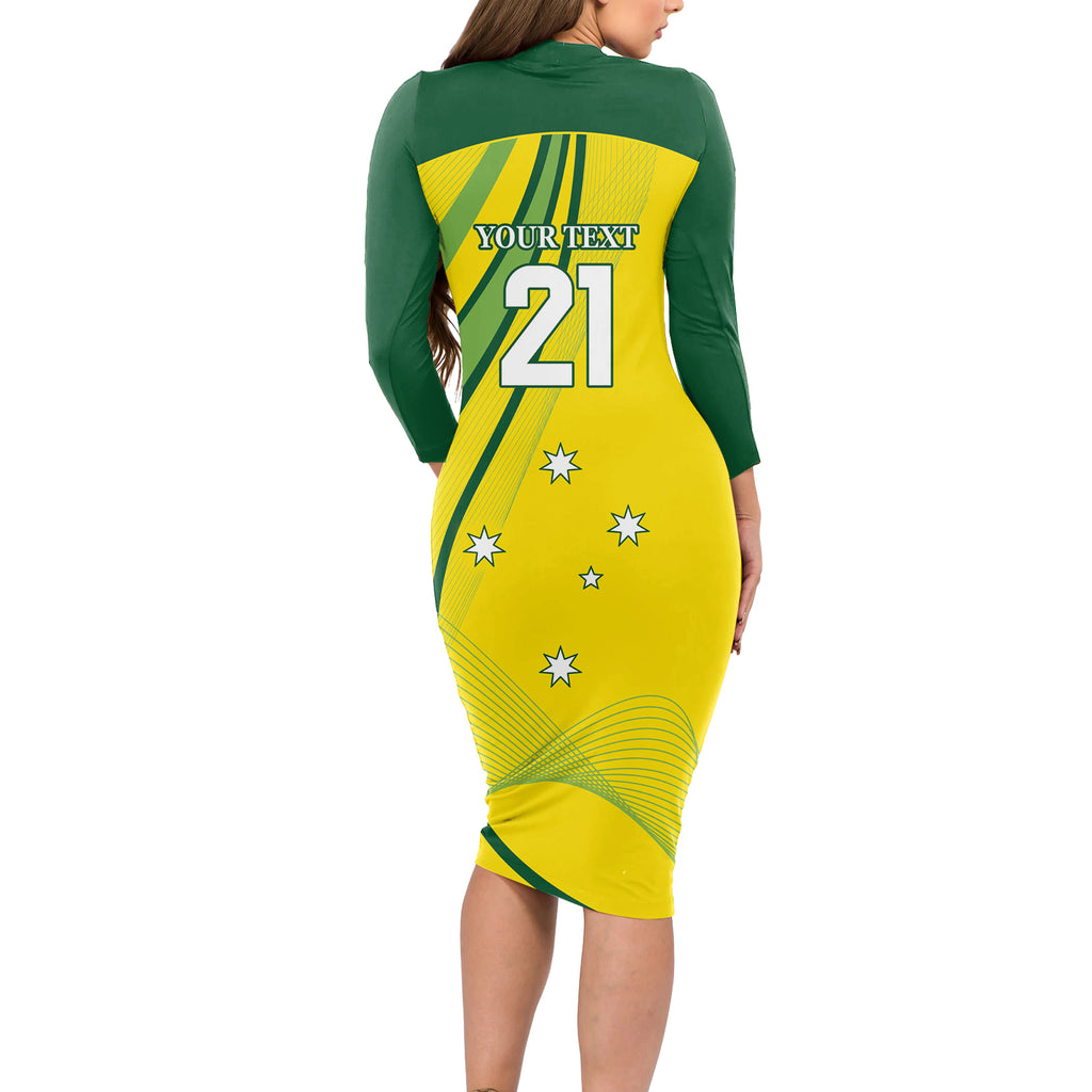 Australia Cricket World Cup 2024 Long Sleeve Bodycon Dress Aussie Make Champions