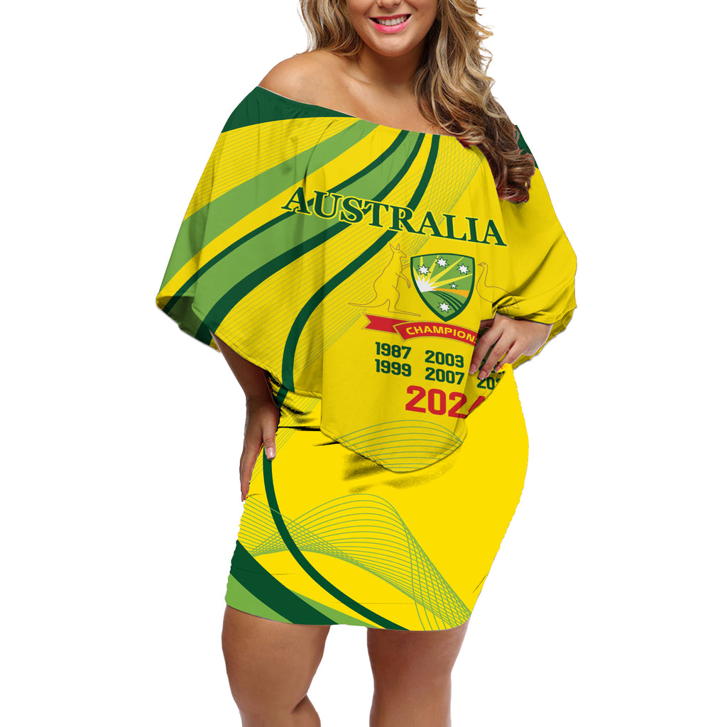 Australia Cricket World Cup 2024 Off Shoulder Short Dress Aussie Make Champions