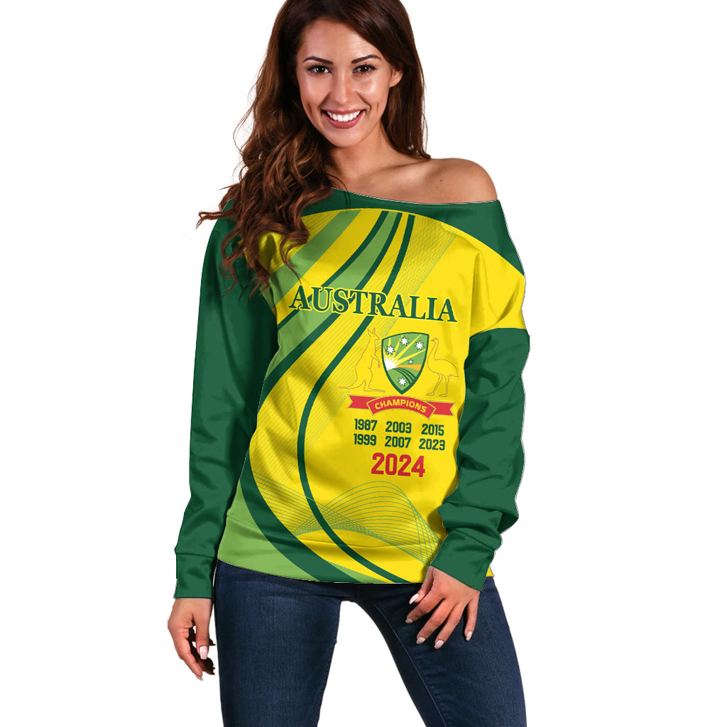 Australia Cricket World Cup 2024 Off Shoulder Sweater Aussie Make Champions