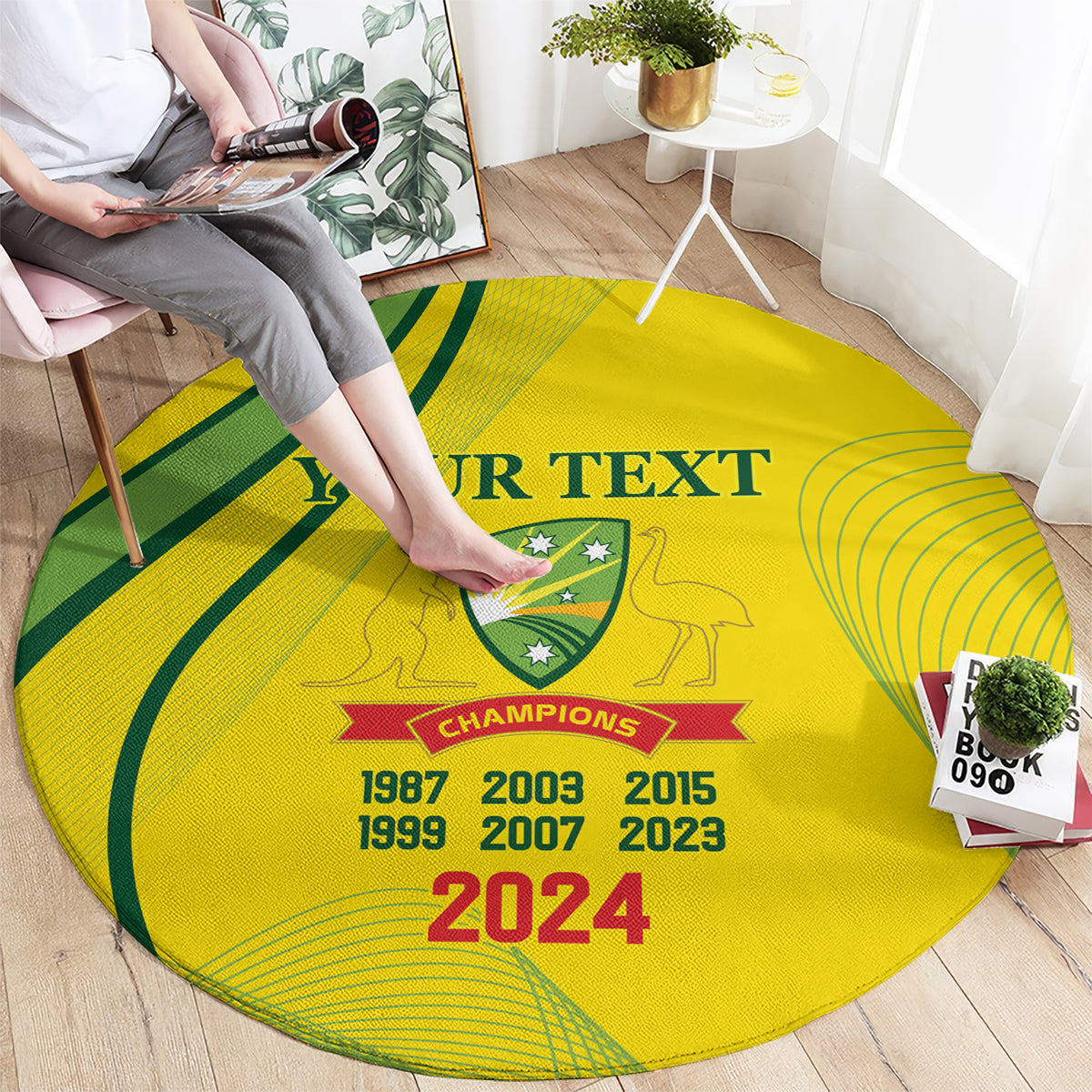 Australia Cricket World Cup 2024 Round Carpet Aussie Make Champions