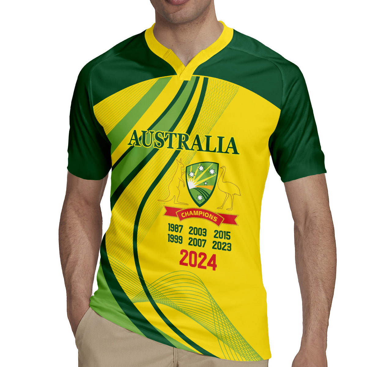 Australia Cricket World Cup 2024 Rugby Jersey Aussie Make Champions