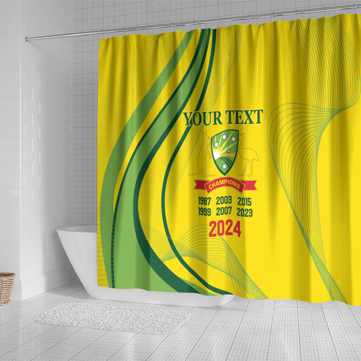 Australia Cricket World Cup 2024 Shower Curtain Aussie Make Champions