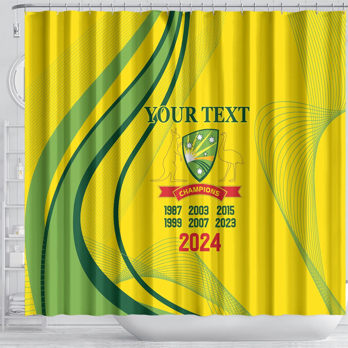 Australia Cricket World Cup 2024 Shower Curtain Aussie Make Champions