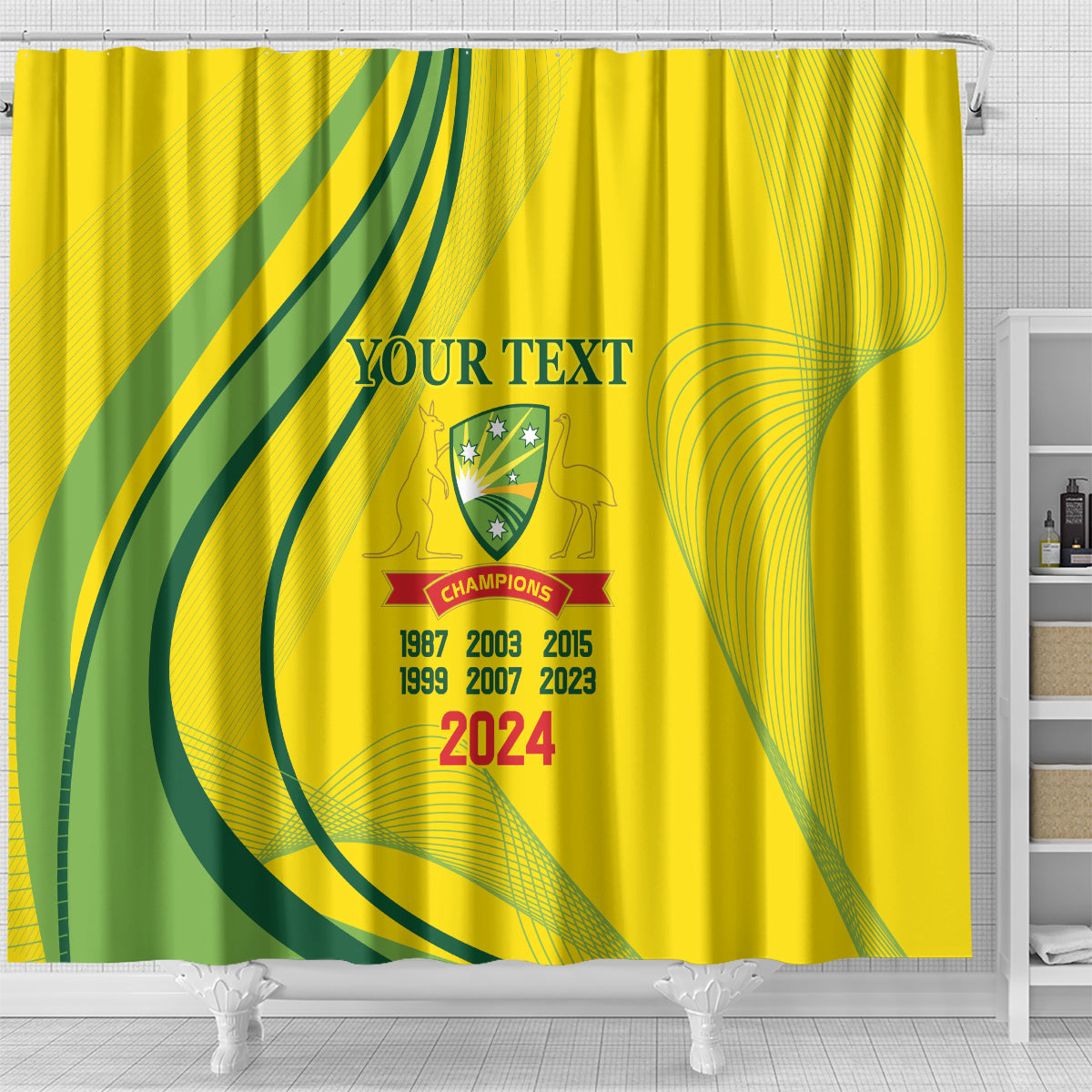 Australia Cricket World Cup 2024 Shower Curtain Aussie Make Champions