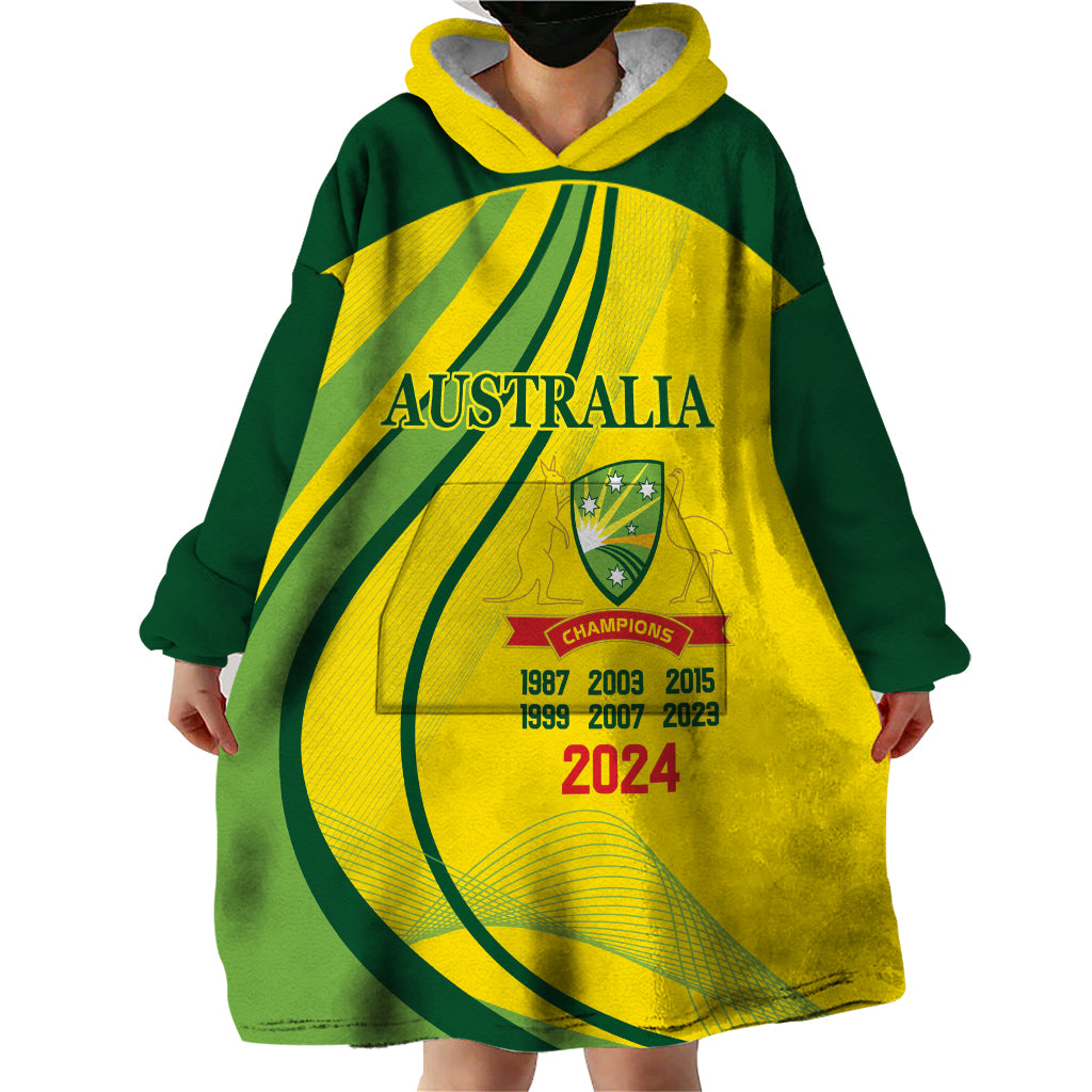 Australia Cricket World Cup 2024 Wearable Blanket Hoodie Aussie Make Champions