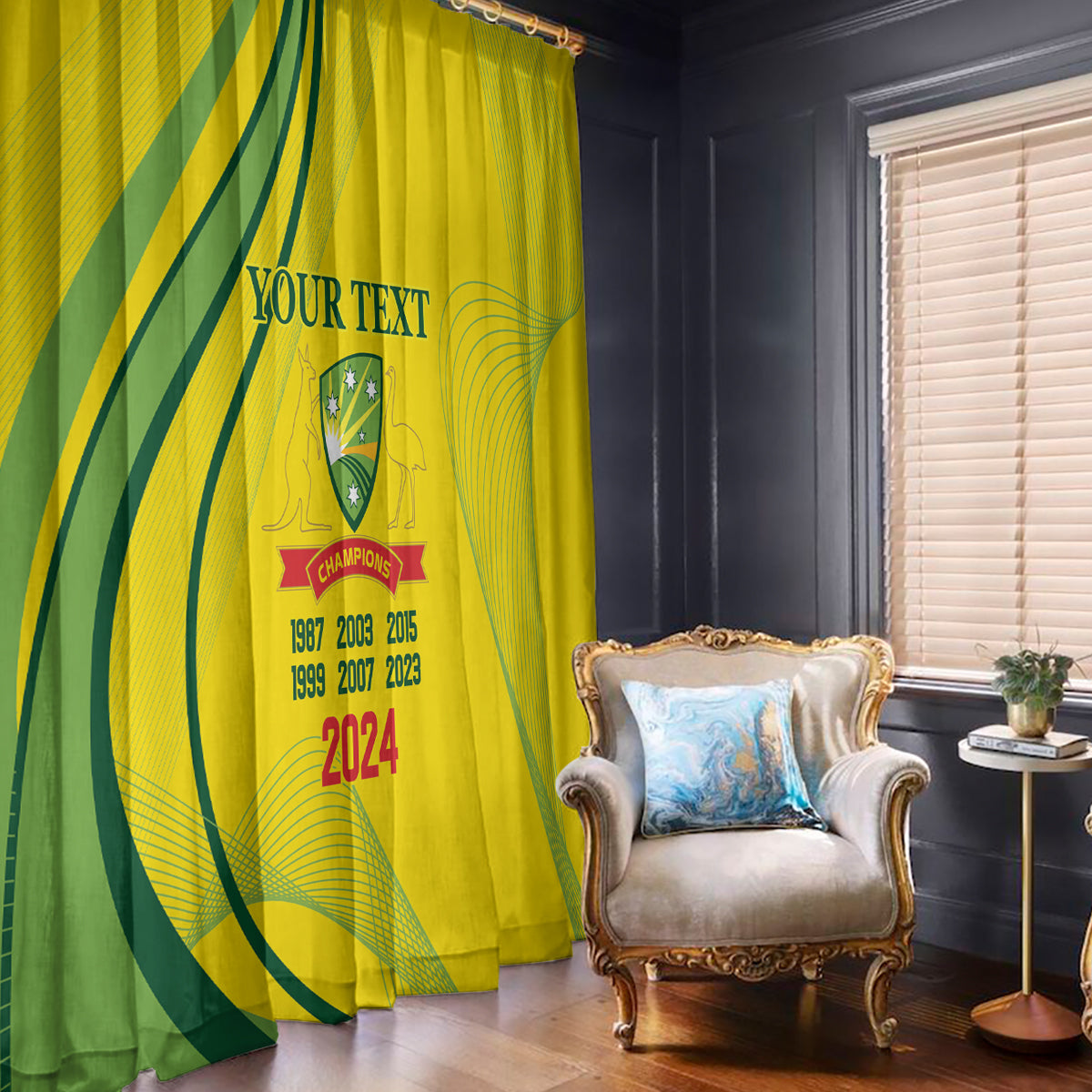 Australia Cricket World Cup 2024 Window Curtain Aussie Make Champions