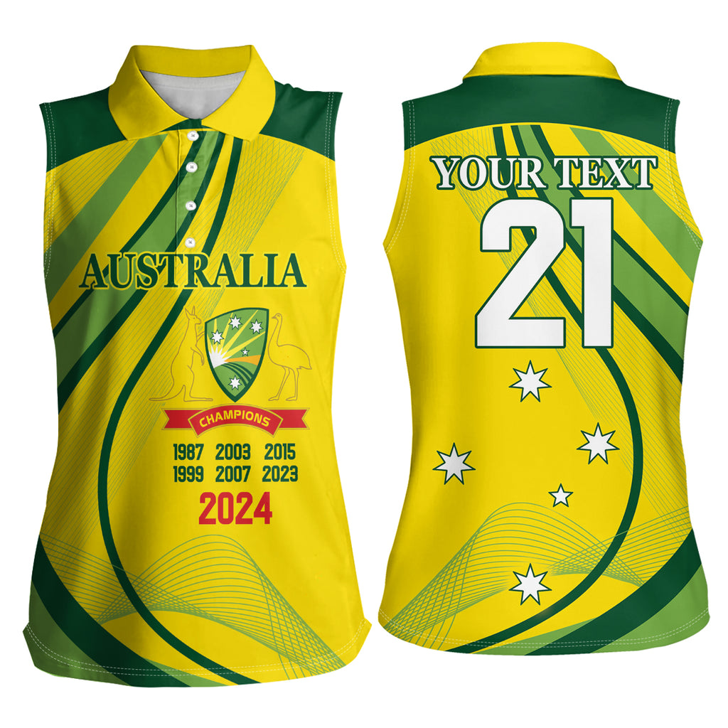 Australia Cricket World Cup 2024 Women Sleeveless Polo Shirt Aussie Make Champions