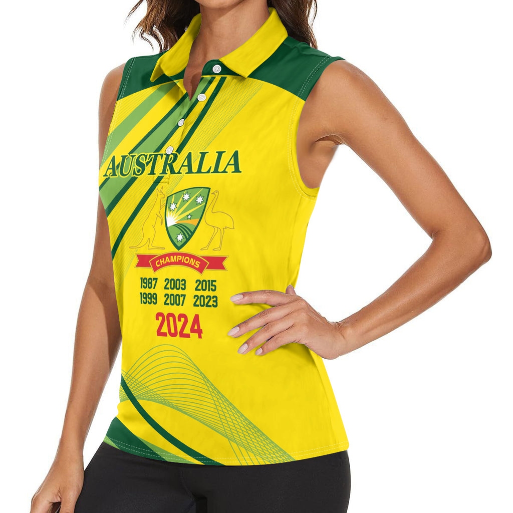 Australia Cricket World Cup 2024 Women Sleeveless Polo Shirt Aussie Make Champions