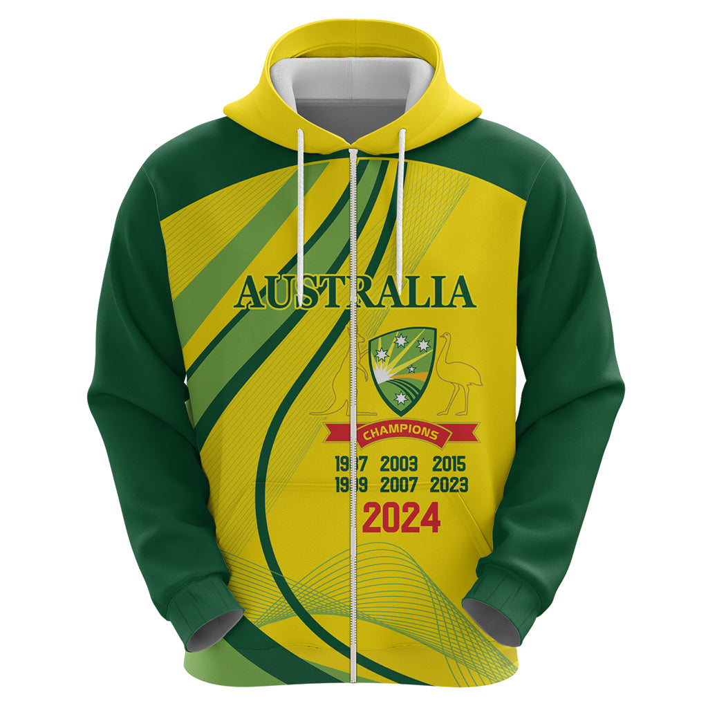 Australia Cricket World Cup 2024 Zip Hoodie Aussie Make Champions