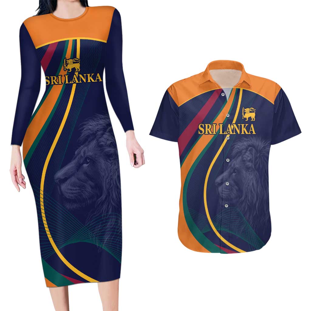 Custom Sri Lanka Cricket Couples Matching Long Sleeve Bodycon Dress and Hawaiian Shirt Shri Lanka Jathika Crikat Kandayama