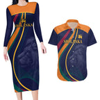 Custom Sri Lanka Cricket Couples Matching Long Sleeve Bodycon Dress and Hawaiian Shirt Shri Lanka Jathika Crikat Kandayama