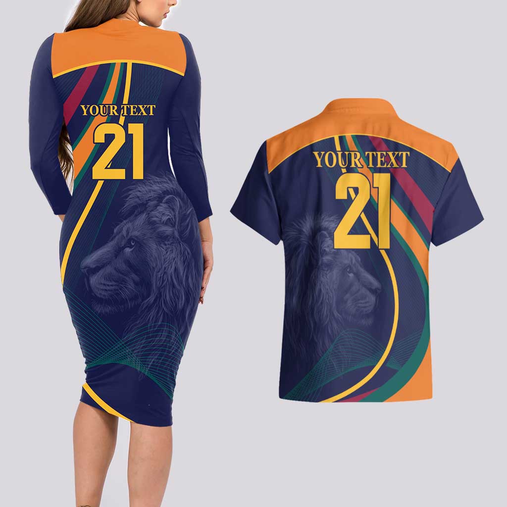 Custom Sri Lanka Cricket Couples Matching Long Sleeve Bodycon Dress and Hawaiian Shirt Shri Lanka Jathika Crikat Kandayama