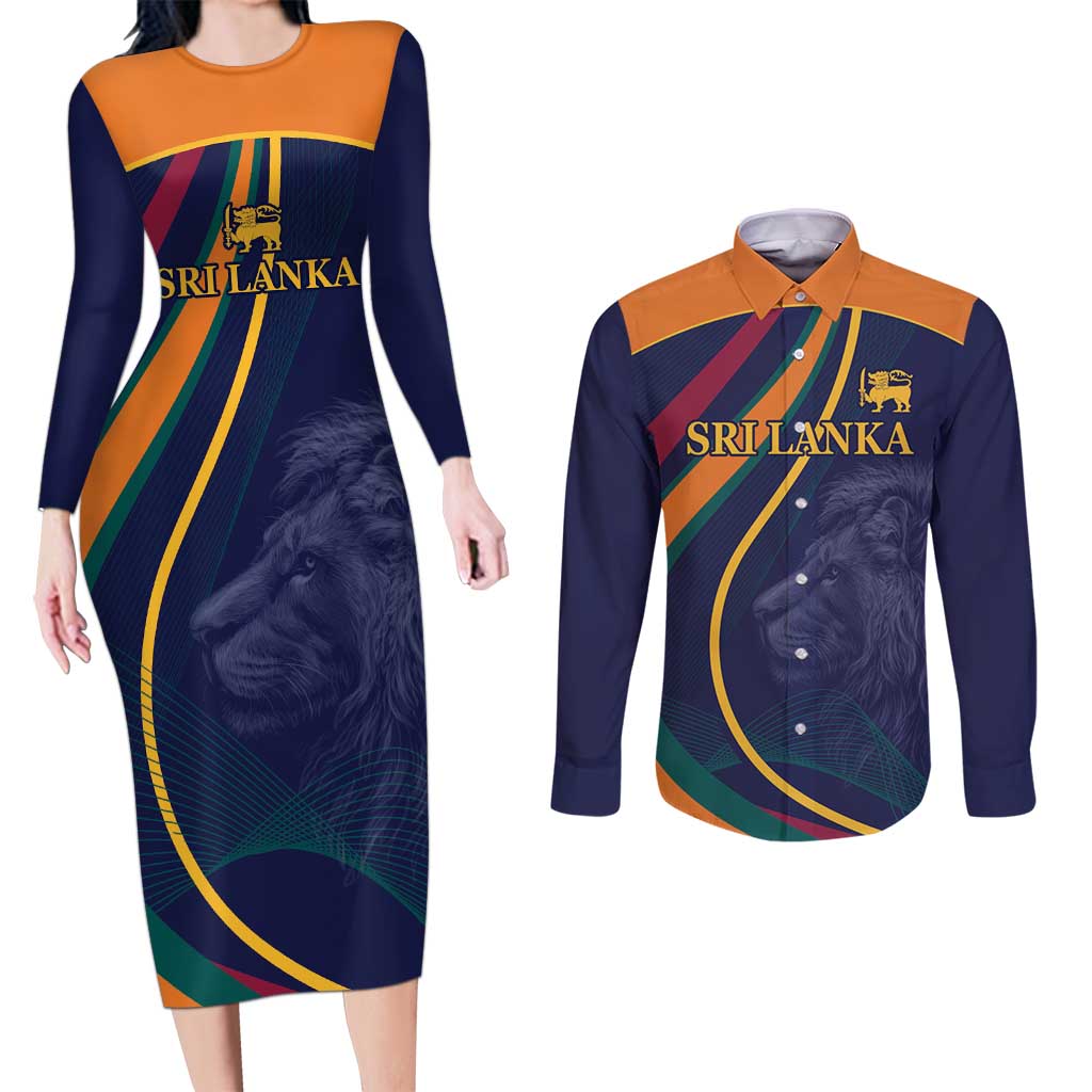 Custom Sri Lanka Cricket Couples Matching Long Sleeve Bodycon Dress and Long Sleeve Button Shirt Shri Lanka Jathika Crikat Kandayama