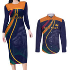 Custom Sri Lanka Cricket Couples Matching Long Sleeve Bodycon Dress and Long Sleeve Button Shirt Shri Lanka Jathika Crikat Kandayama