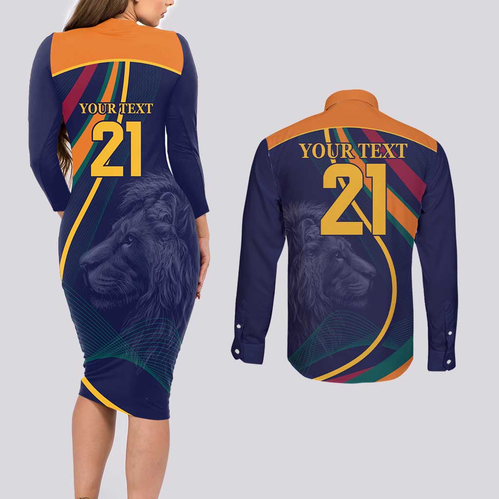 Custom Sri Lanka Cricket Couples Matching Long Sleeve Bodycon Dress and Long Sleeve Button Shirt Shri Lanka Jathika Crikat Kandayama