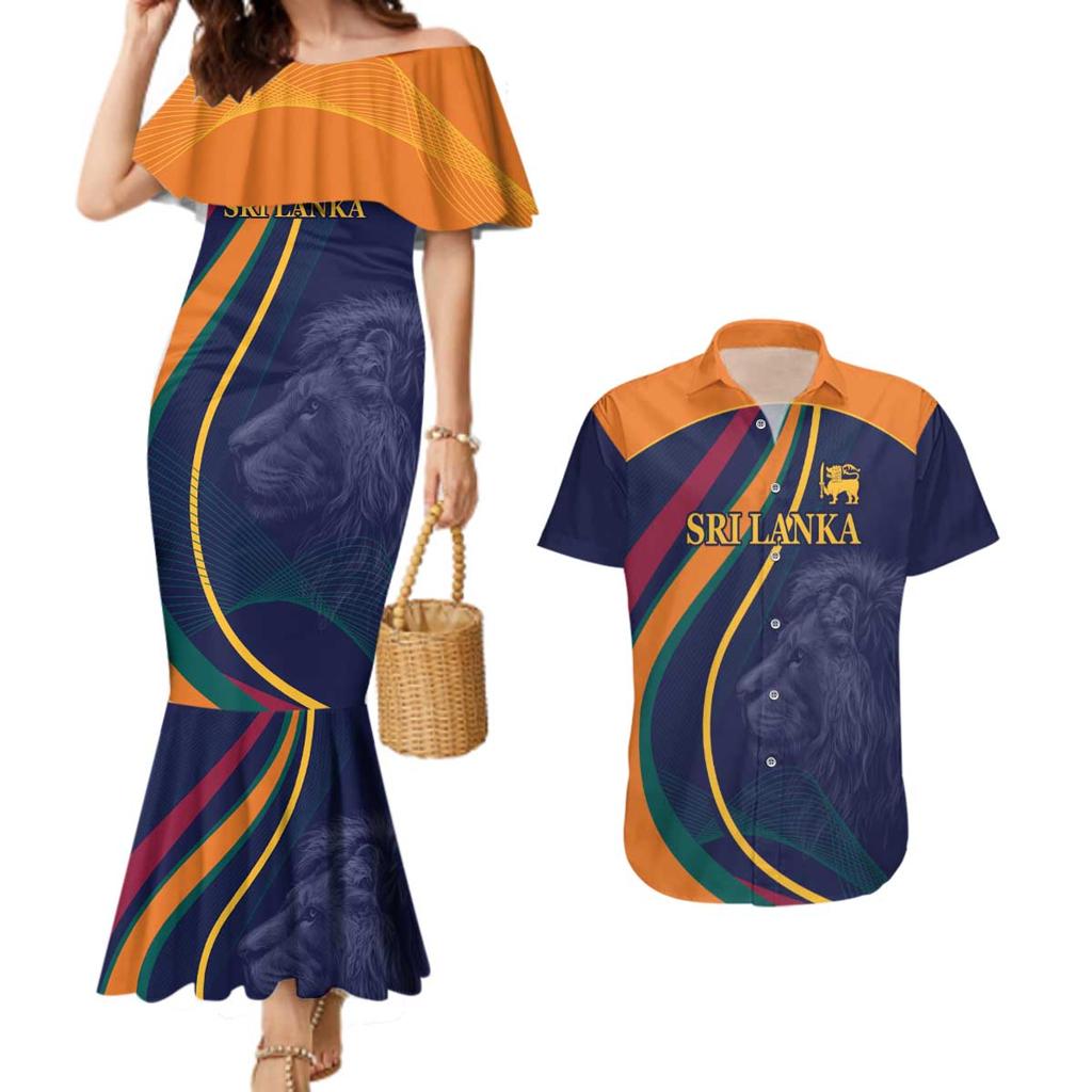 Custom Sri Lanka Cricket Couples Matching Mermaid Dress and Hawaiian Shirt Shri Lanka Jathika Crikat Kandayama