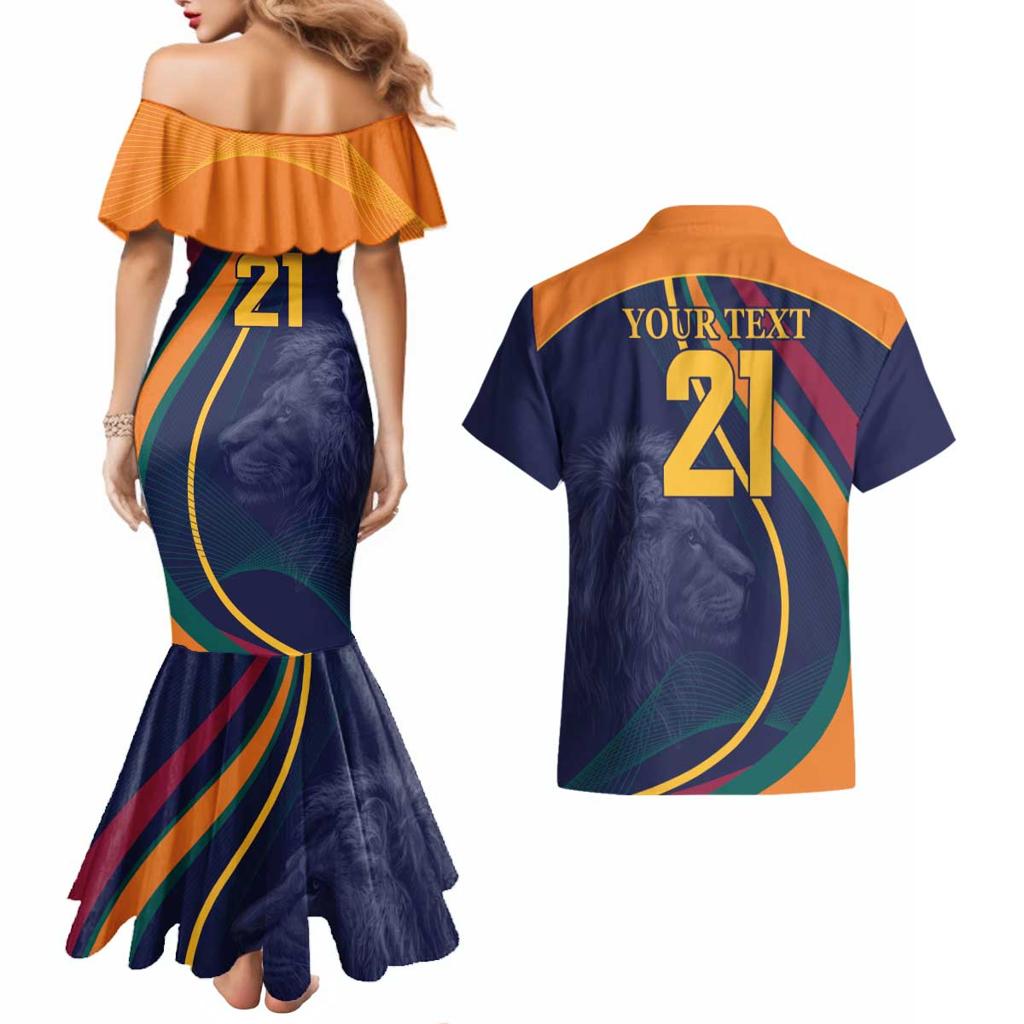 Custom Sri Lanka Cricket Couples Matching Mermaid Dress and Hawaiian Shirt Shri Lanka Jathika Crikat Kandayama