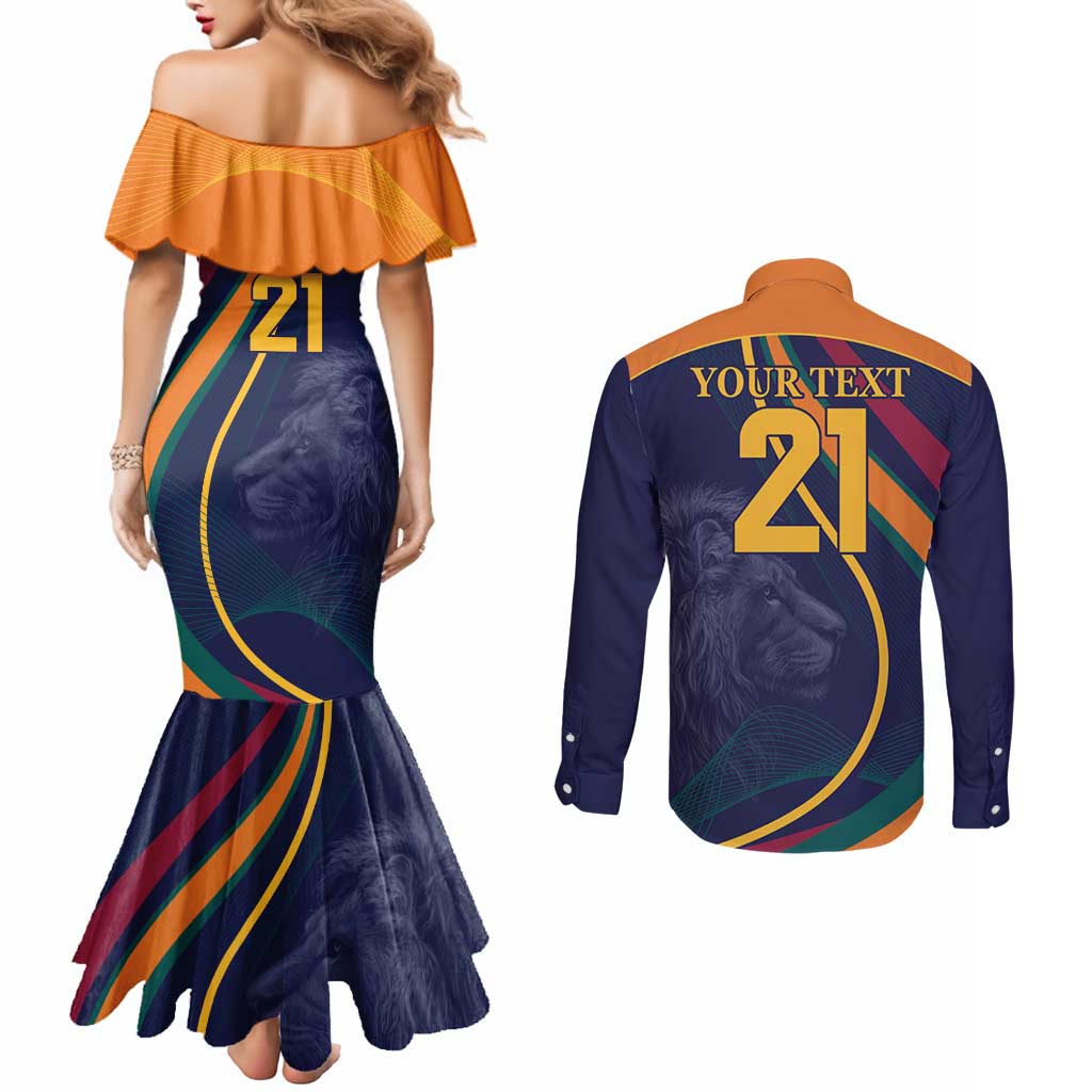 Custom Sri Lanka Cricket Couples Matching Mermaid Dress and Long Sleeve Button Shirt Shri Lanka Jathika Crikat Kandayama