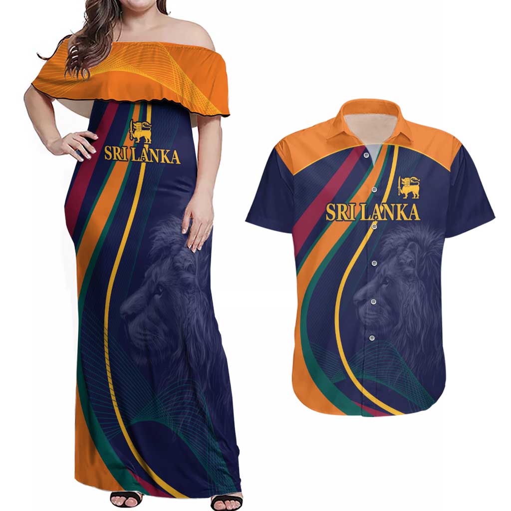 Custom Sri Lanka Cricket Couples Matching Off Shoulder Maxi Dress and Hawaiian Shirt Shri Lanka Jathika Crikat Kandayama