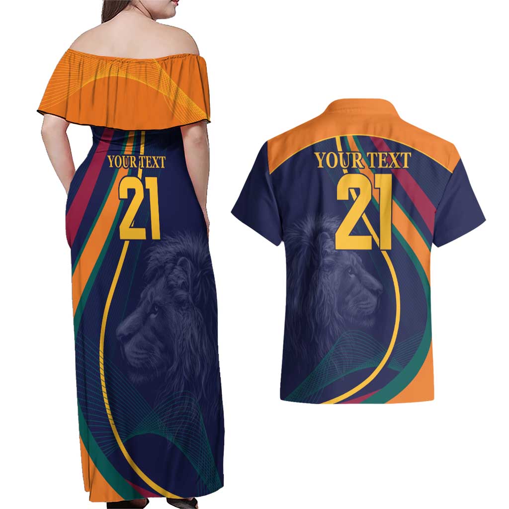 Custom Sri Lanka Cricket Couples Matching Off Shoulder Maxi Dress and Hawaiian Shirt Shri Lanka Jathika Crikat Kandayama