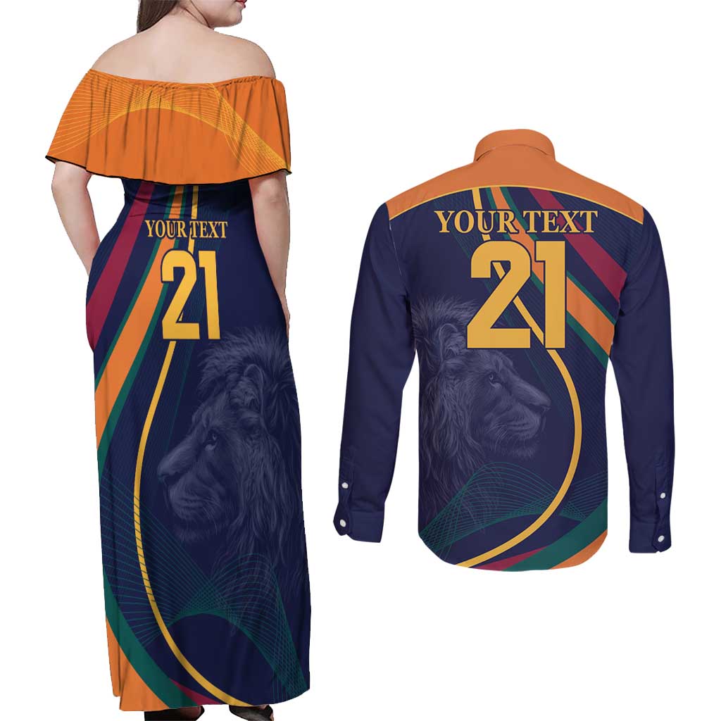 Custom Sri Lanka Cricket Couples Matching Off Shoulder Maxi Dress and Long Sleeve Button Shirt Shri Lanka Jathika Crikat Kandayama