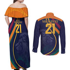 Custom Sri Lanka Cricket Couples Matching Off Shoulder Maxi Dress and Long Sleeve Button Shirt Shri Lanka Jathika Crikat Kandayama
